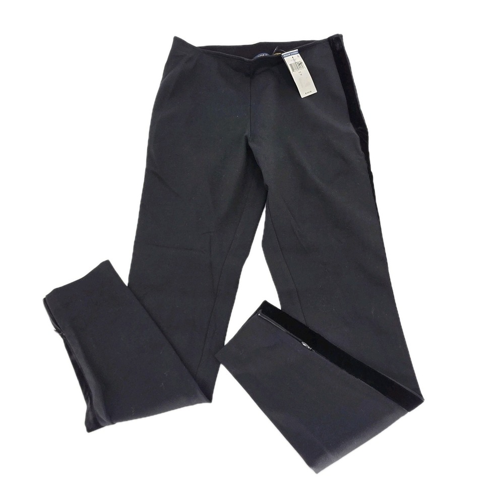 $145 Women Polo Ralph Lauren Jogger Pants Size 10 Velvet Zipper Ankles Black NWT